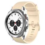 For Samsung Galaxy Watch4 Classic 42mm 20mm Plaid Solid Color Silicone Watch Band(Beige)