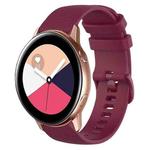 For Samsung Galaxy Watch Active 2 20mm Plaid Solid Color Silicone Watch Band(Burgundy)