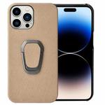 For iPhone 14 Pro Max Ring Holder Honeycomb PU Phone Case (Coffee)