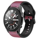 For Samsung Galaxy Watch 5 Pro 45mm 20mm Silicone Adhesive Leather Watch Band(Burgundy)