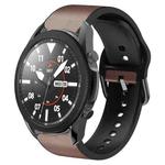 For Samsung Galaxy Watch 5 Pro 45mm 20mm Silicone Adhesive Leather Watch Band(Dark Brown)
