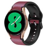 For Samsung Galaxy Watch 4 44mm 20mm Silicone Adhesive Leather Watch Band(Burgundy)