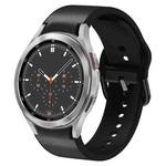 For Samsung Galaxy Watch 4 Classic 46mm 20mm Silicone Adhesive Leather Watch Band(Black)