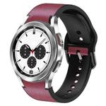 For Samsung Galaxy Watch 4 Classic 42mm 20mm Silicone Adhesive Leather Watch Band(Burgundy)