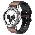 For Samsung Galaxy Watch 4 Classic 42mm 20mm Silicone Adhesive Leather Watch Band(Dark Brown)