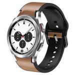 For Samsung Galaxy Watch 4 Classic 42mm 20mm Silicone Adhesive Leather Watch Band(Light Brown)