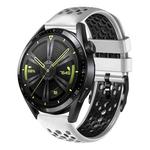 For Huawei Watch GT3 46mm 22mm Two-Color Breathable Silicone Watch Band(White+Black)