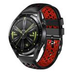 For Huawei Watch GT3 46mm 22mm Two-Color Breathable Silicone Watch Band(Black+Red)