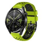 For Huawei Watch GT3 46mm 22mm Two-Color Breathable Silicone Watch Band(Lime+Black)