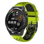 For Huawei Watch GT Runner 22mm Two-Color Breathable Silicone Watch Band(Lime+Black)