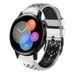 For Huawei Watch 3 22mm Two-Color Breathable Silicone Watch Band(White+Black)