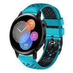 For Huawei Watch 3 22mm Two-Color Breathable Silicone Watch Band(Skyblue+Black)