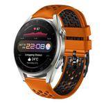 For Huawei Watch 3 Pro 22mm Two-Color Breathable Silicone Watch Band(Orange+Black)