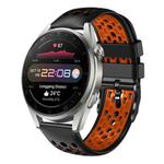 For Huawei Watch 3 Pro 22mm Two-Color Breathable Silicone Watch Band(Black+Orange)