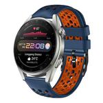 For Huawei Watch 3 Pro 22mm Two-Color Breathable Silicone Watch Band(Midnight Blue+Orange)