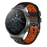For Huawei Watch GT2 Pro 22mm Two-Color Breathable Silicone Watch Band(Black+Orange)