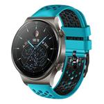 For Huawei Watch GT2 Pro 22mm Two-Color Breathable Silicone Watch Band(Skyblue+Black)