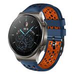 For Huawei Watch GT2 Pro 22mm Two-Color Breathable Silicone Watch Band(Midnight Blue+Orange)