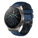 For Huawei Watch GT2 Pro 22mm Two-Color Breathable Silicone Watch Band(Midnight Blue+Black)