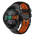 For Huawei Watch GT 2E 22mm Two-Color Breathable Silicone Watch Band(Black+Orange)