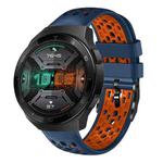 For Huawei Watch GT 2E 22mm Two-Color Breathable Silicone Watch Band(Midnight Blue+Orange)