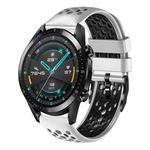 For Huawei Watch GT2 46mm 22mm Two-Color Breathable Silicone Watch Band(White+Black)