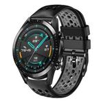 For Huawei Watch GT2 46mm 22mm Two-Color Breathable Silicone Watch Band(Black+Grey)
