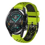 For Huawei Watch GT2 46mm 22mm Two-Color Breathable Silicone Watch Band(Lime+Black)