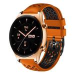 For Honor Watch GS 3 22mm Two-Color Breathable Silicone Watch Band(Orange+Black)
