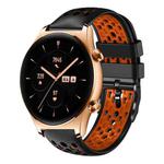 For Honor Watch GS 3 22mm Two-Color Breathable Silicone Watch Band(Black+Orange)