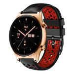 For Honor Watch GS 3 22mm Two-Color Breathable Silicone Watch Band(Black+Red)