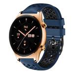 For Honor Watch GS 3 22mm Two-Color Breathable Silicone Watch Band(Midnight Blue+Black)