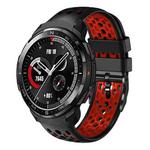 For Honor Watch GS Pro 22mm Two-Color Breathable Silicone Watch Band(Black+Red)