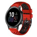 For Honor Magic Watch 2 46mm 22mm Two-Color Breathable Silicone Watch Band(Red+Black)