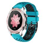 For Honor Watch Dream 22mm Two-Color Breathable Silicone Watch Band(Skyblue+Black)