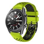 For Samsung Galaxy Watch3 45mm 22mm Two-Color Breathable Silicone Watch Band(Lime+Black)