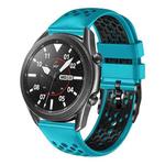 For Samsung Galaxy Watch3 45mm 22mm Two-Color Breathable Silicone Watch Band(Skyblue+Black)