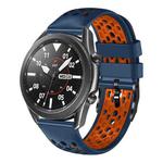 For Samsung Galaxy Watch3 45mm 22mm Two-Color Breathable Silicone Watch Band(Midnight Blue+Orange)