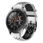 For Samsung Galaxy Watch 46mm 22mm Two-Color Breathable Silicone Watch Band(White+Black)