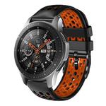 For Samsung Galaxy Watch 46mm 22mm Two-Color Breathable Silicone Watch Band(Black+Orange)