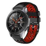 For Samsung Galaxy Watch 46mm 22mm Two-Color Breathable Silicone Watch Band(Black+Red)