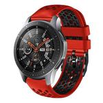 For Samsung Galaxy Watch 46mm 22mm Two-Color Breathable Silicone Watch Band(Red+Black)