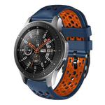 For Samsung Galaxy Watch 46mm 22mm Two-Color Breathable Silicone Watch Band(Midnight Blue+Orange)