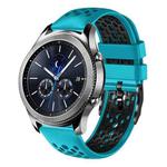 For Samsung Gear S3 Classic 22mm Two-Color Breathable Silicone Watch Band(Skyblue+Black)