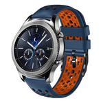 For Samsung Gear S3 Classic 22mm Two-Color Breathable Silicone Watch Band(Midnight Blue+Orange)