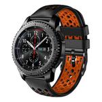 For Samsung Gear S3 Frontier 22mm Two-Color Breathable Silicone Watch Band(Black+Orange)