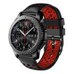 For Samsung Gear S3 Frontier 22mm Two-Color Breathable Silicone Watch Band(Black+Red)