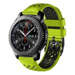 For Samsung Gear S3 Frontier 22mm Two-Color Breathable Silicone Watch Band(Lime+Black)