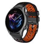 For Amazfit GTR 3 22mm Two-Color Breathable Silicone Watch Band(Black+Orange)