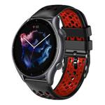 For Amazfit GTR 3 22mm Two-Color Breathable Silicone Watch Band(Black+Red)